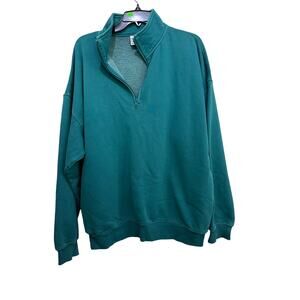 AritziaTNA Women's Green Sweatfleece Cozy Fleece Mega FIt Sweatshirt Size Size 3
